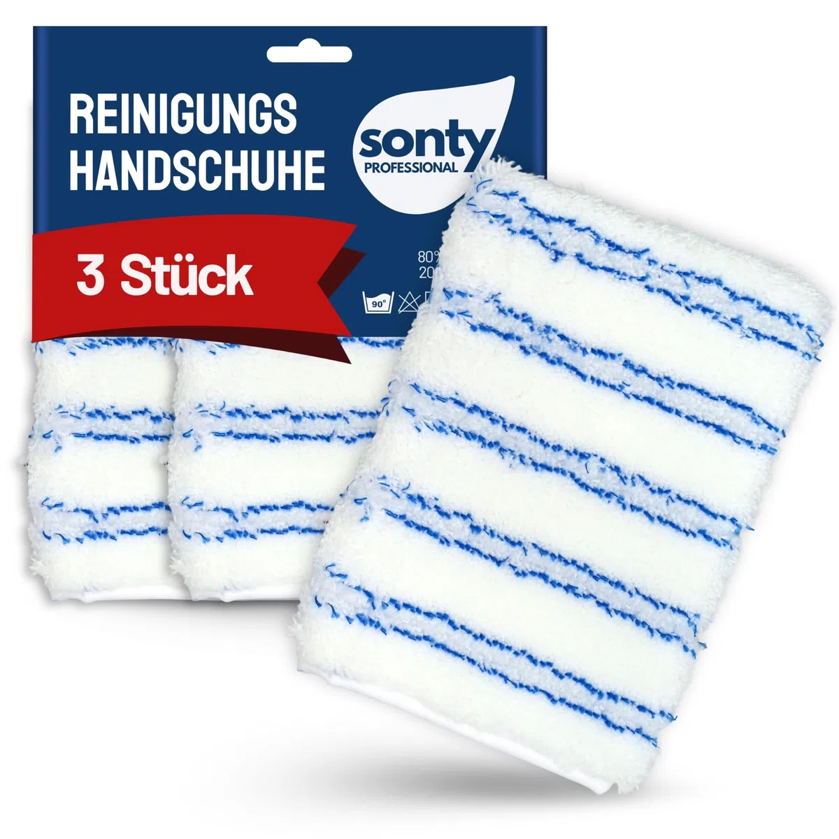 Sonty Putzhandschuhe Microfaser – 3X Mikrofaser Handschuh 15x22 cm | Reinigungshandschuhe & Fleckenhandschuh für Bad, Fenster & Polster | Waschbar 40–90°C | Made in Austria