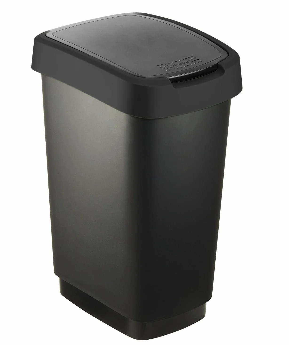 Rotho Salsa Mülleimer 25l mit Deckel, Kunststoff (PP) BPA-frei, schwarz recycelt, 25l (33.3 x 25.2 x 47.6 cm)