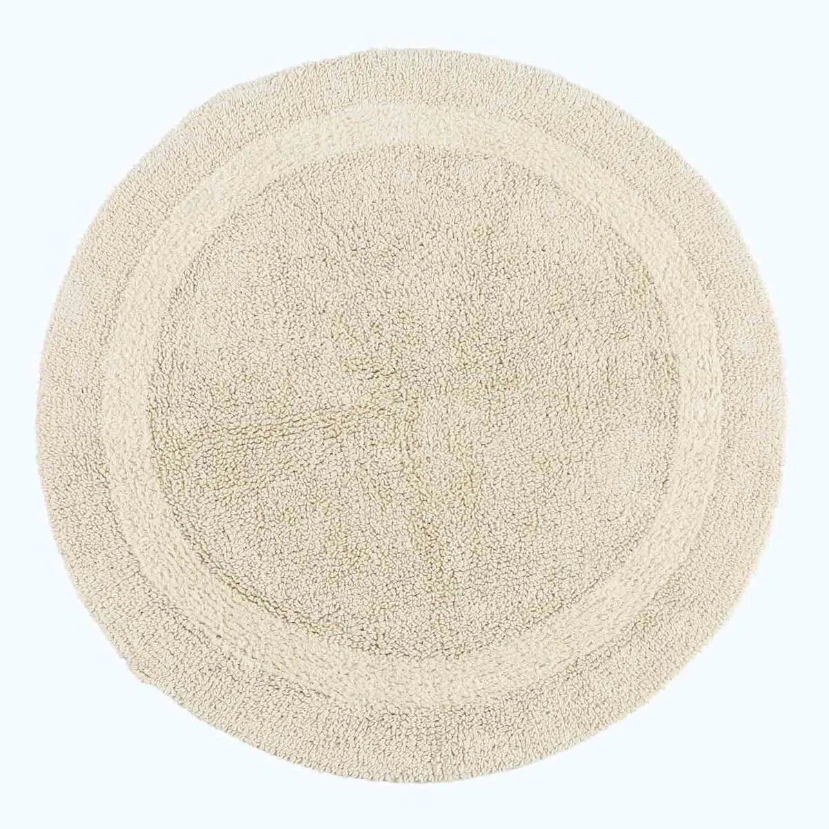 Homescapes Runde Badematte Creme, Premium Badvorleger 80 cm, Badteppich Baumwolle mit Wende-Design