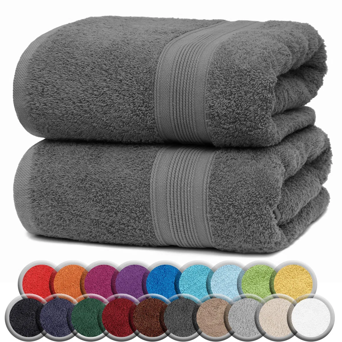 NatureMark 2er Pack SAUNATÜCHER Premium Qualität 80x200cm SAUNATUCH Sauna-Handtuch 100% Baumwolle Farbe: Anthrazit Grau