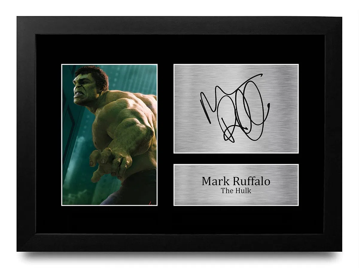 HWC Trading Mark Ruffalo A4 Gerahmte Signiert Gedruckt Autogramme Bild Druck-Fotoanzeige Geschenk Für The Hulk The Avengers Filmfans