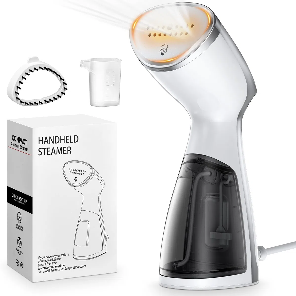 1000W Steamer Dampfglätter, Tragbarer Dampfbürste, 14-18g/min Handheld Dampfbügeleisen, mit Abnehmbarer 150 ml-Wassertank und 1 Dampfbürste, Tropfstopp, für Zuhause, Büro, Reisen