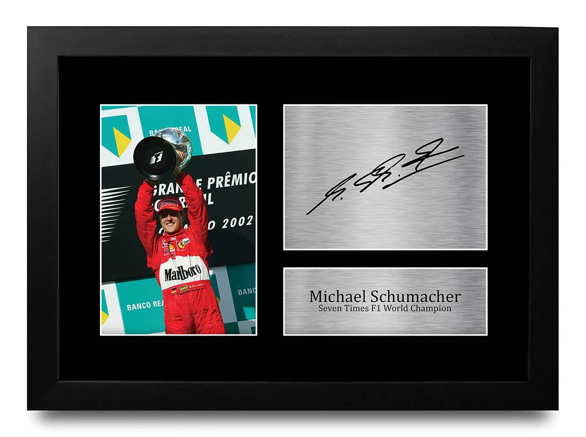 HWC Trading Michael Schumacher A4 Gerahmte Signiert Gedruckt Autogramme Bild Druck-Fotoanzeige Geschenk Für F1 Formel Eins Fans
