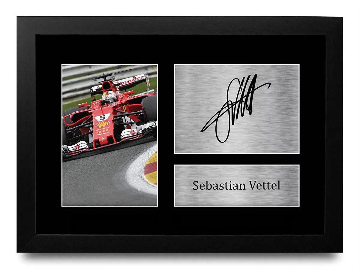 HWC Trading Sebastian Vettel A4 Gerahmte Signiert Gedruckt Autogramme Bild Druck-Fotoanzeige Geschenk Für F1 Formel Eins Fans