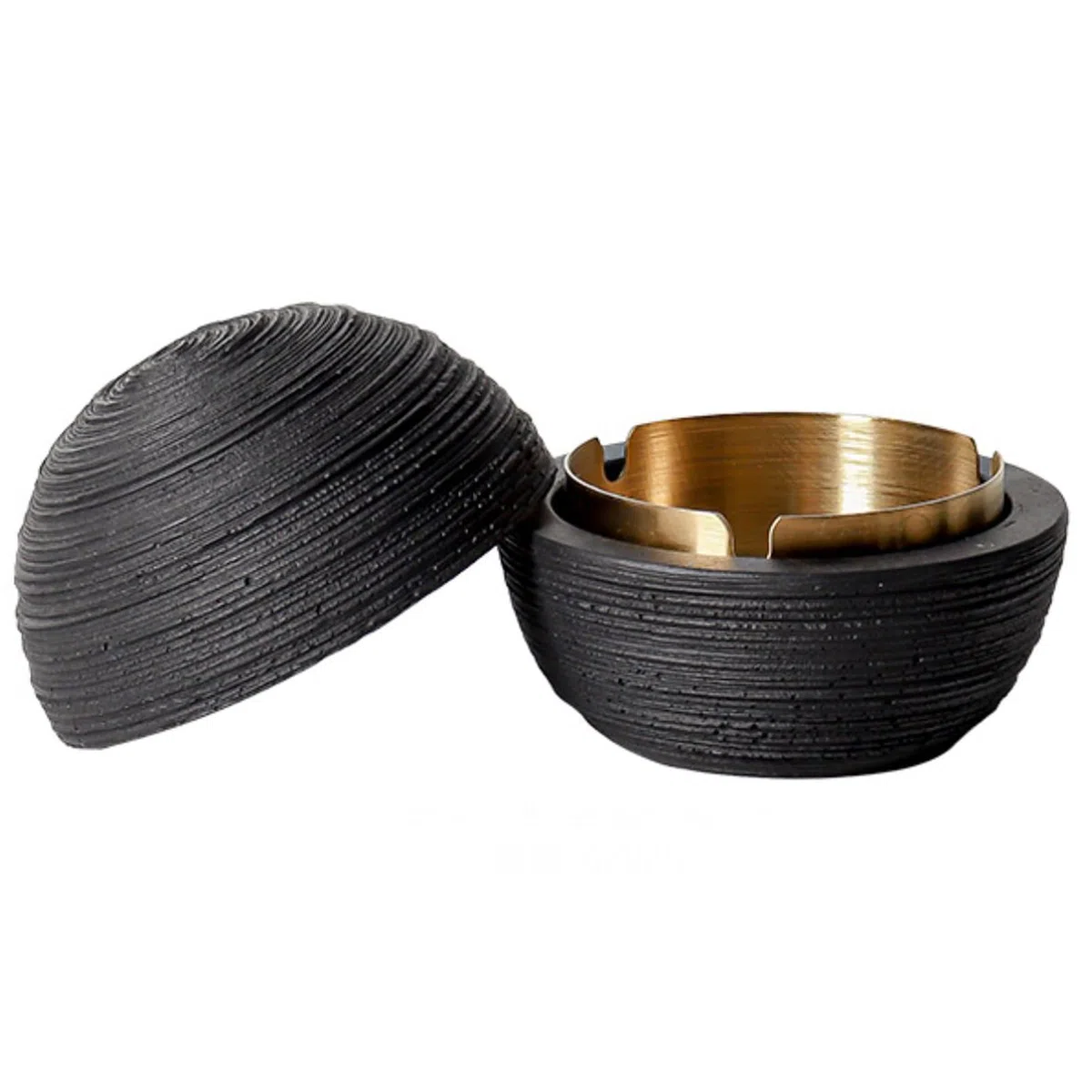Cutfouwe Outdoor-Mülleimer aus Beton - Allwetter-Metall-Innenzylinder, Rutschfeste Basis - Perfekt für Terrasse, Camping und Garage,Schwarz,10cm