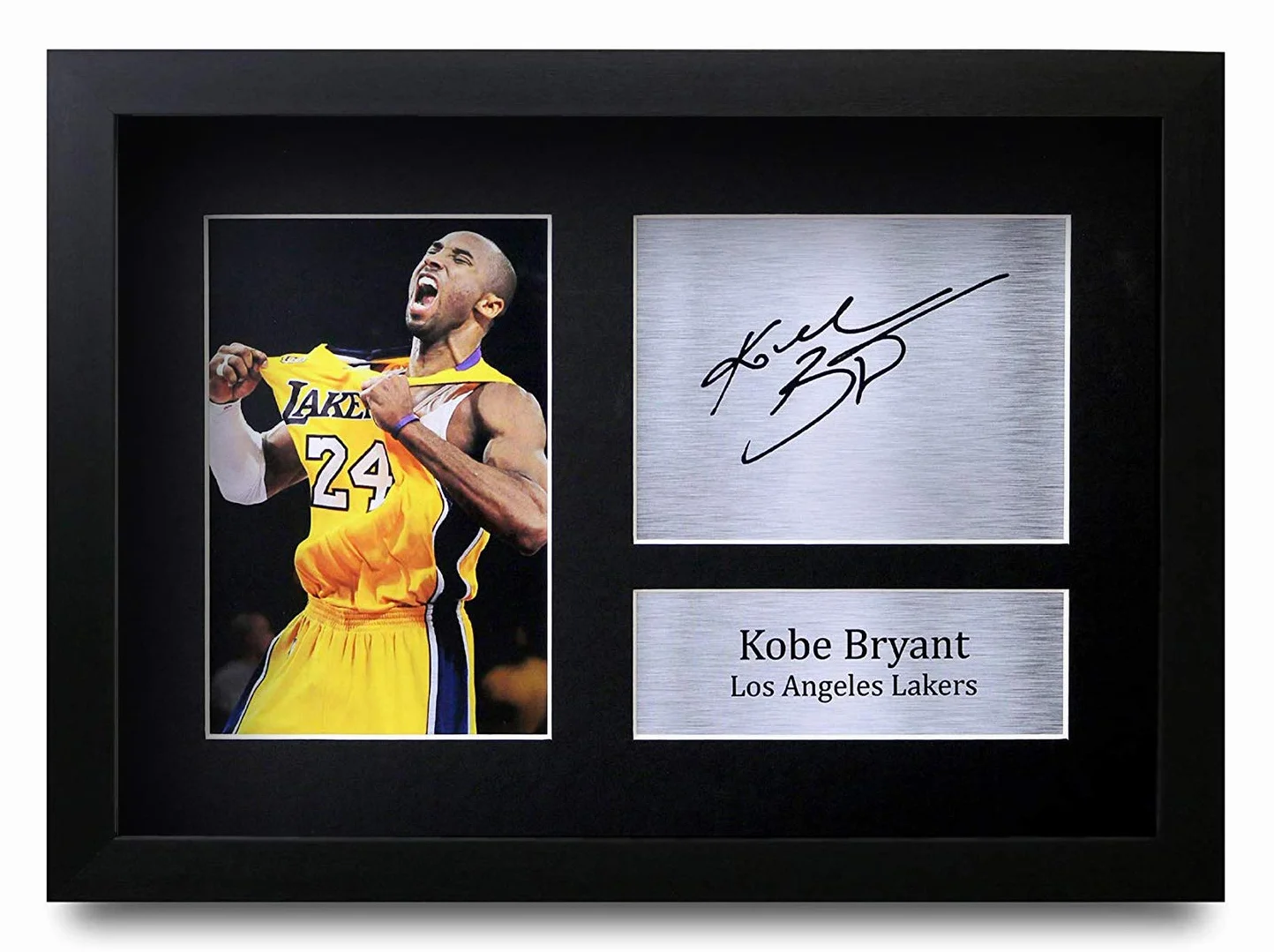 HWC Trading Kobe Bryant A4 Gerahmte Signiert Gedruckt Autogramme Bild Druck-Fotoanzeige Geschenk Für Los Angeles Lakers Filmfans