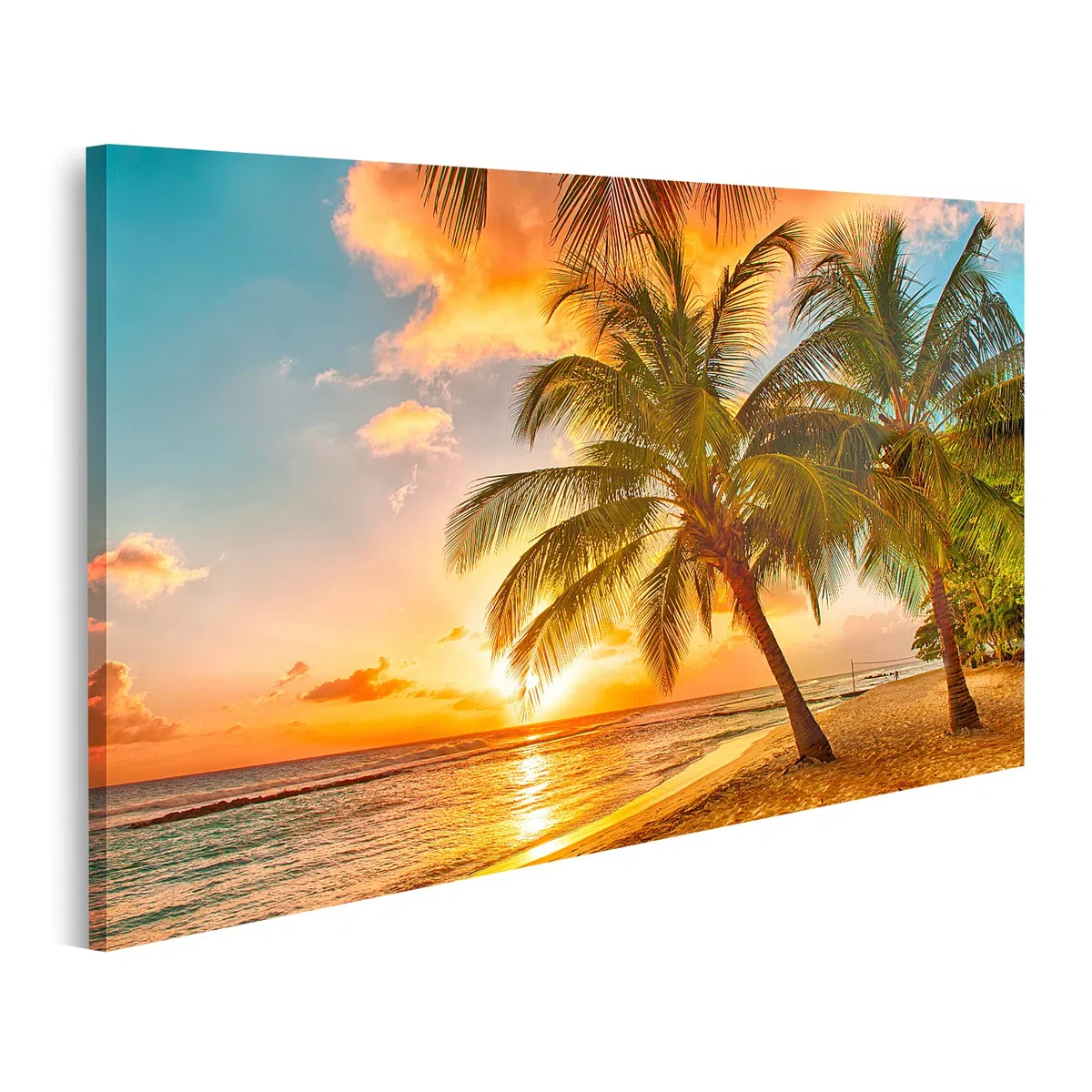 islandburner Bild auf Leinwand Schöner Sonnenuntergang Über Dem Meer Mit Palmen Karibik Barbados Bilder Wandbilder Poster