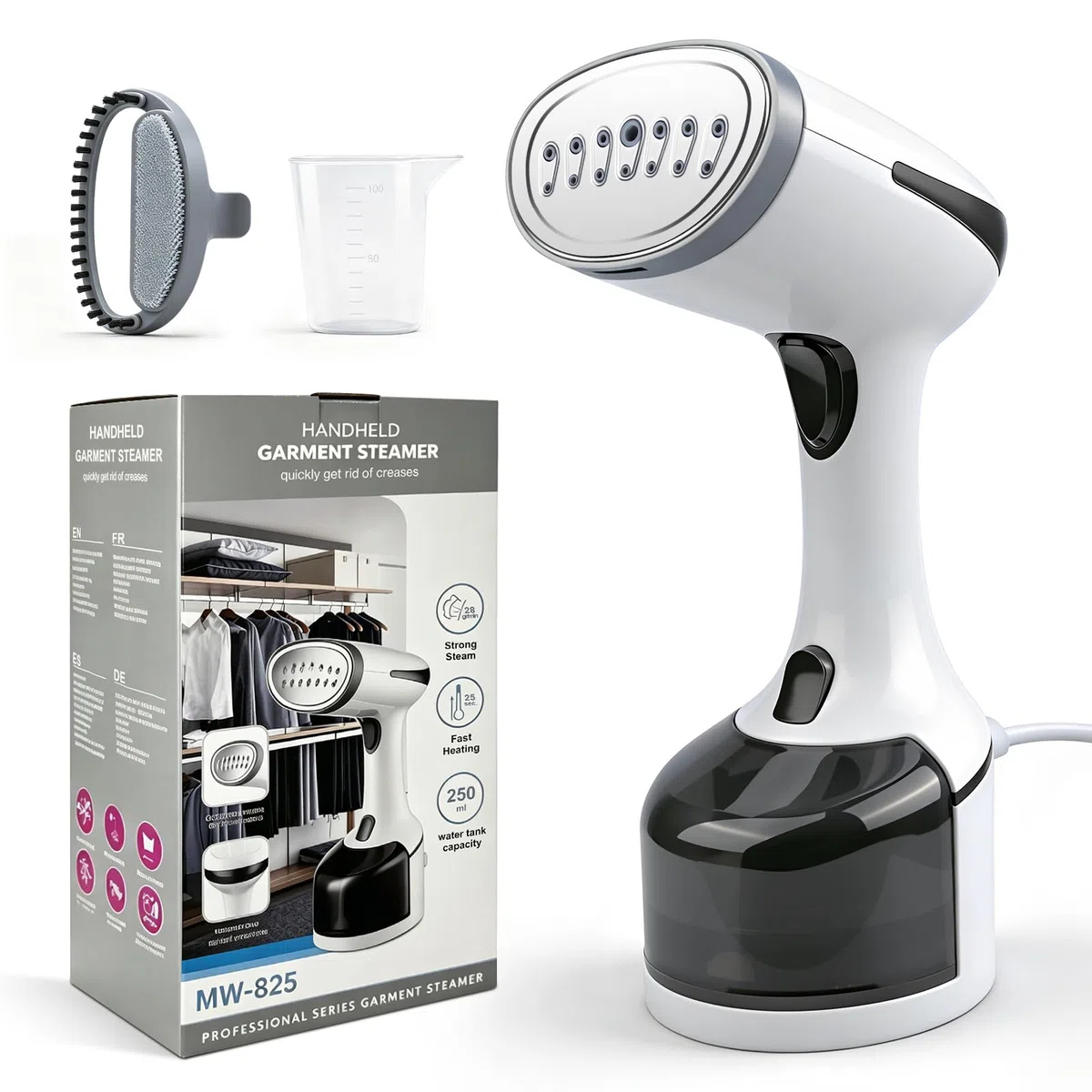Cadrim Steamer Dampfglätter 1600W, 250ml Wassertank Tragbarer Dampfbügler mit 3 Dampfstufen, Steamer Dampfglätter & Reisebügeleisen für Zuhause, Büro, Reisen