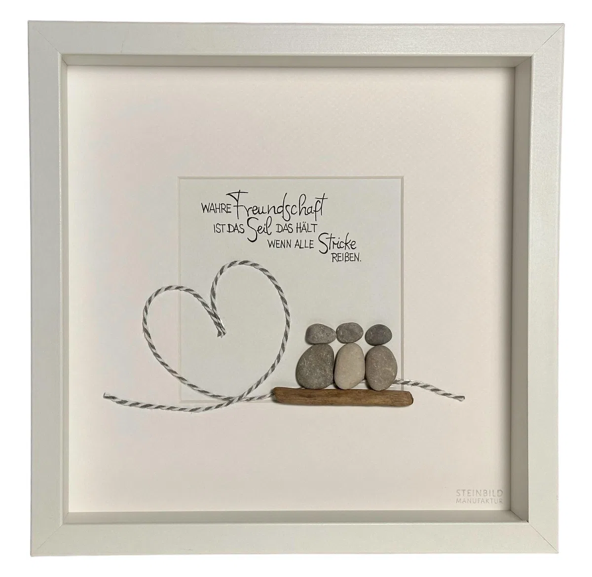 Steinbild - handgeschrieben - Wahre Freundschaft ist das Seil das hält wenn alle Stricke reißen - Geschenk - 25x25x4,5cm