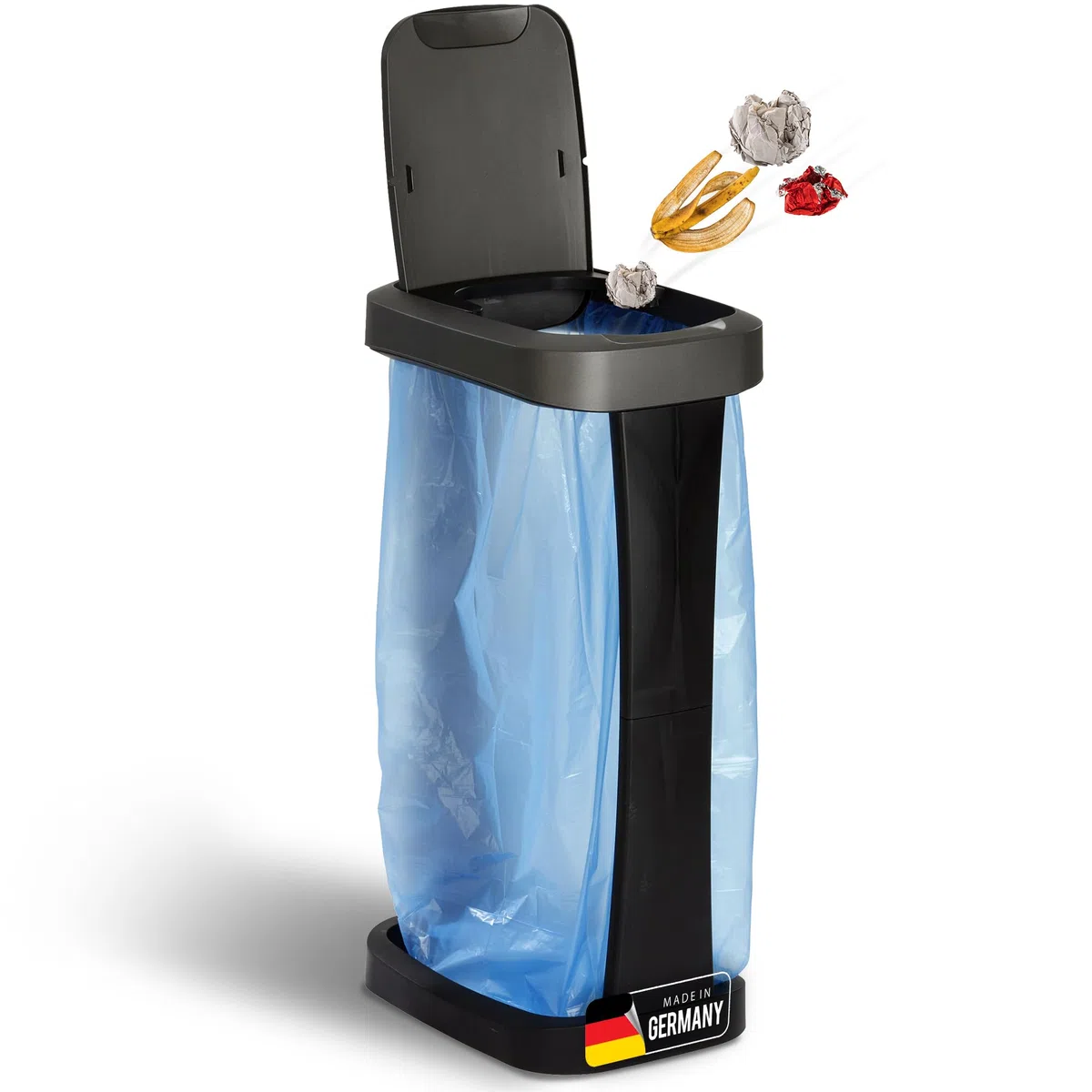Novaliv Müllsackständer mit Deckel für 70L-120L Müllsäcke, extra Robust & Fester Stand Outdoor geeignet, gelber Sack Müllständer Gelbersack-Halter Müll Abfall Ständer Aufbewahrung Mülltonne