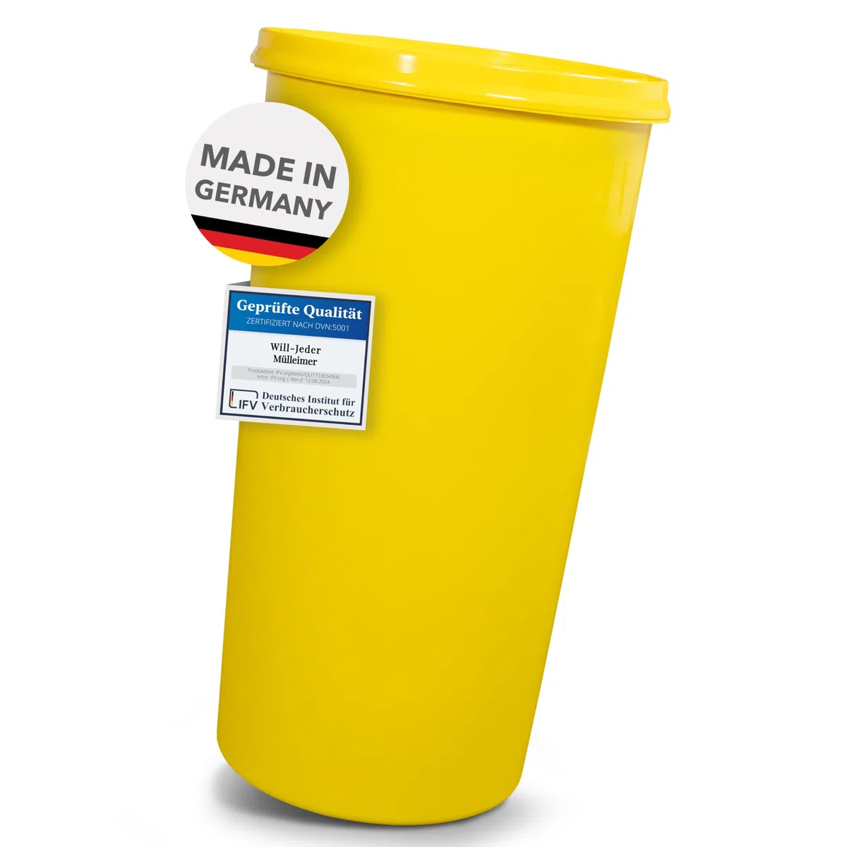 Mülleimer 60l mit geruchsdichtem Deckel (Gelb), Gelber Sack Ständer, Made in Germany, Müllsackständer ermöglicht rissfreie Säcke