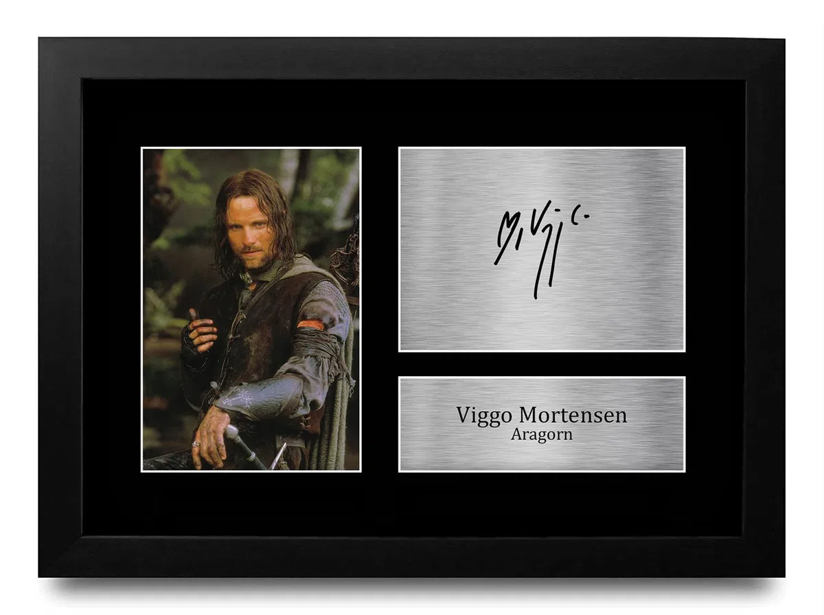 HWC Trading FR A4 Viggo Mortensen Lord of the Rings Aragorn Geschenke Gedruckt, Signiert Autogramm Bild Für Film-Erinnerungsstücke-Fans - A4 Framed