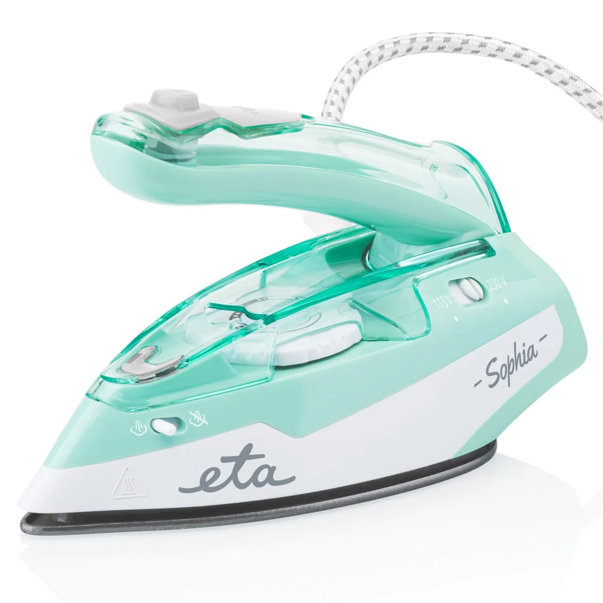 ETA Reise-Dampfbügeleisen Sophia I 1 100 W I Dampfstoß 50 g/min I Keramische Sohle I Klippbarer Griff I Duale Spannung I Leicht 710 g und Kompakt I Türkis