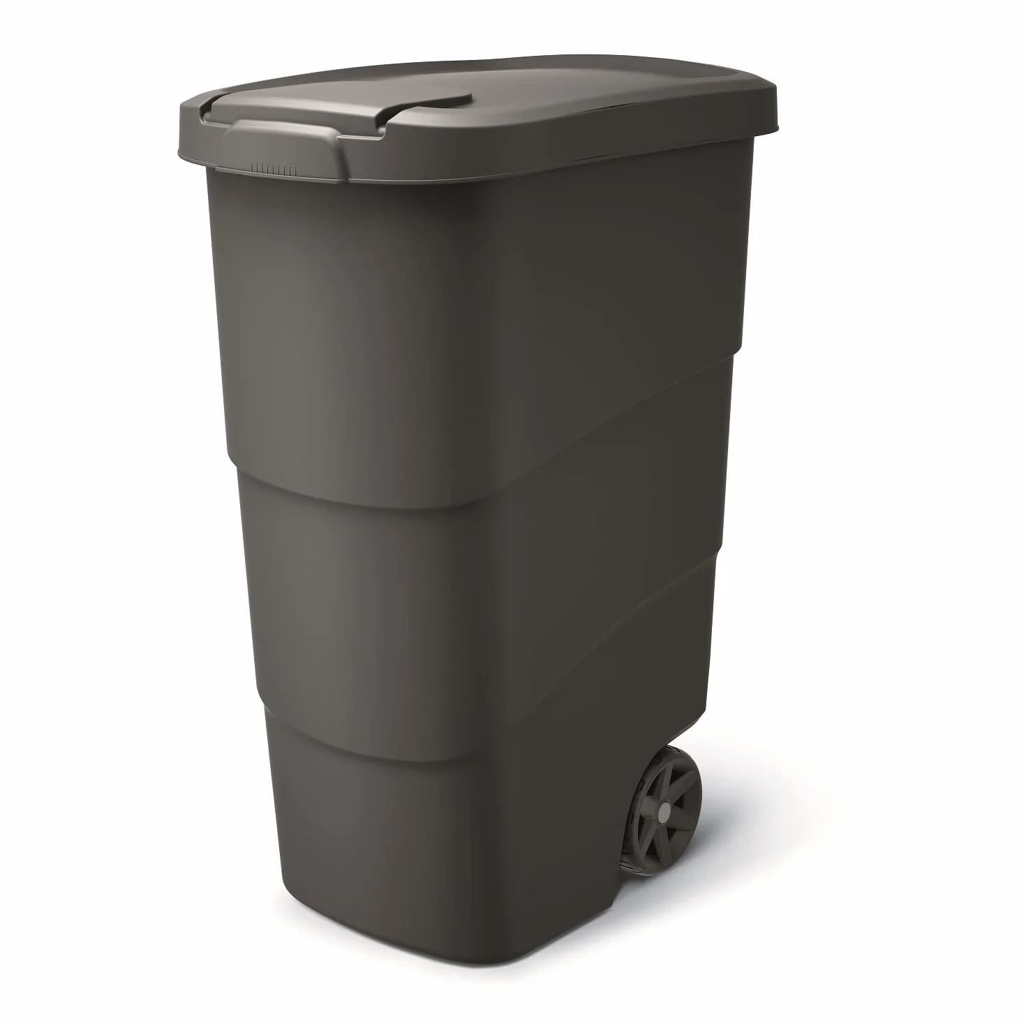 Prosperplast Wheeler 90L Müllbehälter mit Rädern und Deckel Mülltonne Müllgroßbehälter Großmülltonne Universaltonne Kunststoff (Schwarz)
